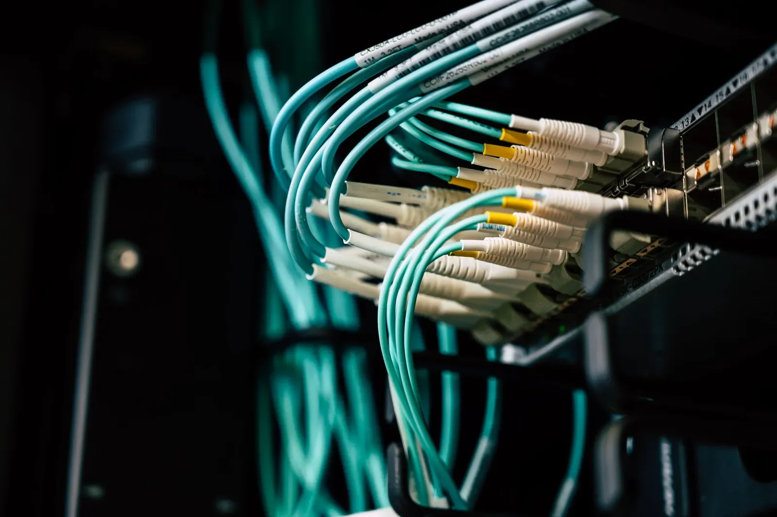 Netzwerkkabel in einem Serverschrank